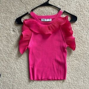 Zara Bright Pink Blouse with Ruffles